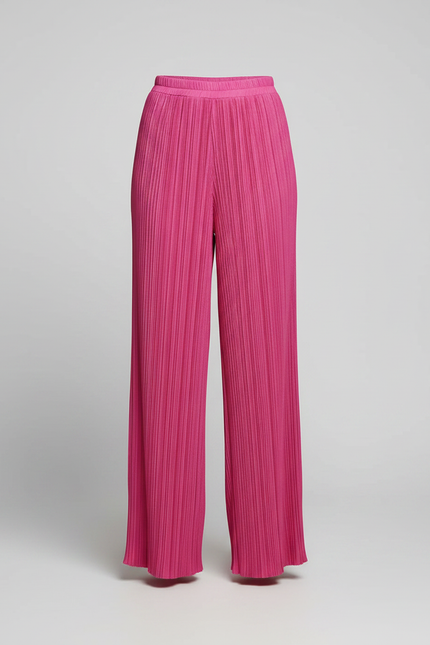 Pantalon Fluide Plissé Rose Ample Élégant Femme - Polyester - vue 3