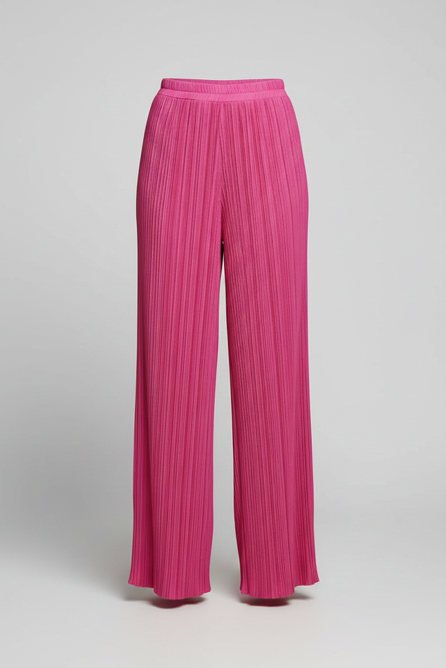 Pantalon Fluide Plissé Rose Ample Élégant Femme - Polyester - vue 3