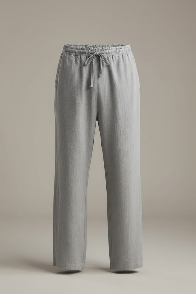 Pantalon Fluide Homme Gris Coupe Ample Lin - vue 3