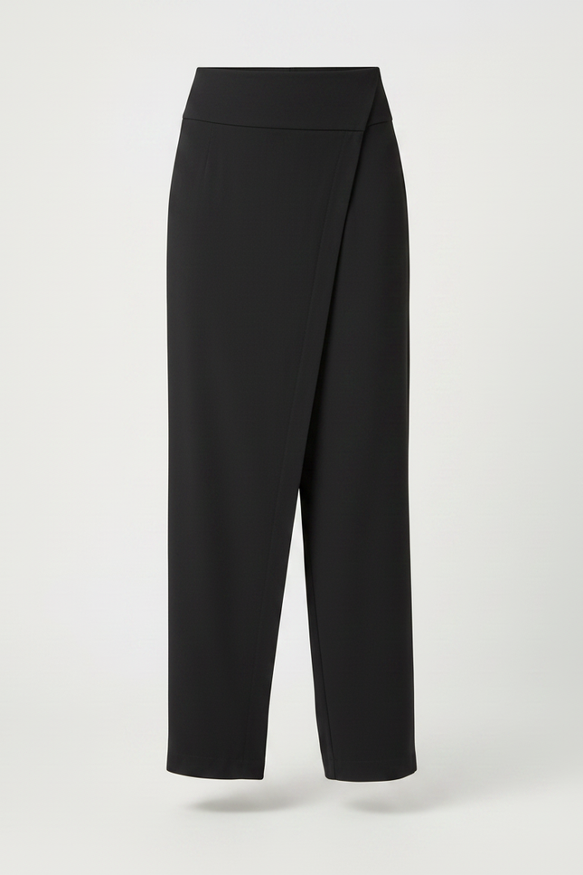 Pantalon Fluide Noir Élégant Décontracté Taille Haute - Viscose - vue 3