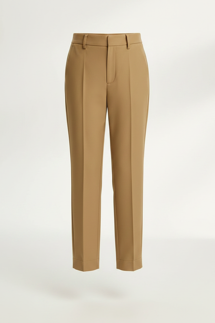 Pantalon Fluide Kaki Droit Taille Haute Élégant - Gabardine - vue 3